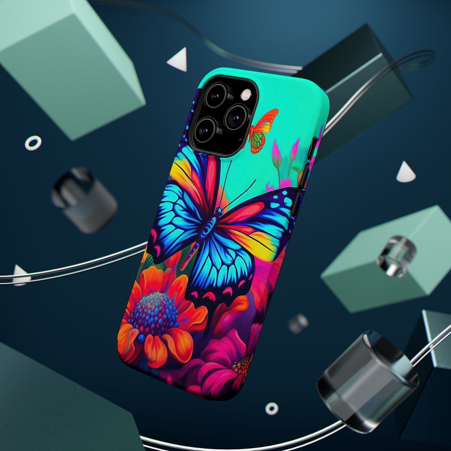 Vivid Butterfly & Floral Burst - MagSafe iPhone Case