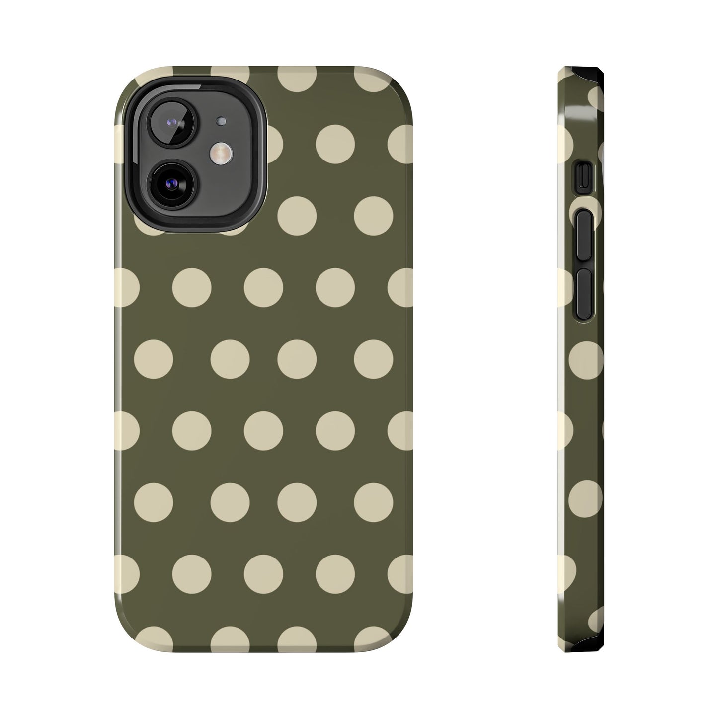 Vintage Green & Cream Polka Dots – iPhone Case