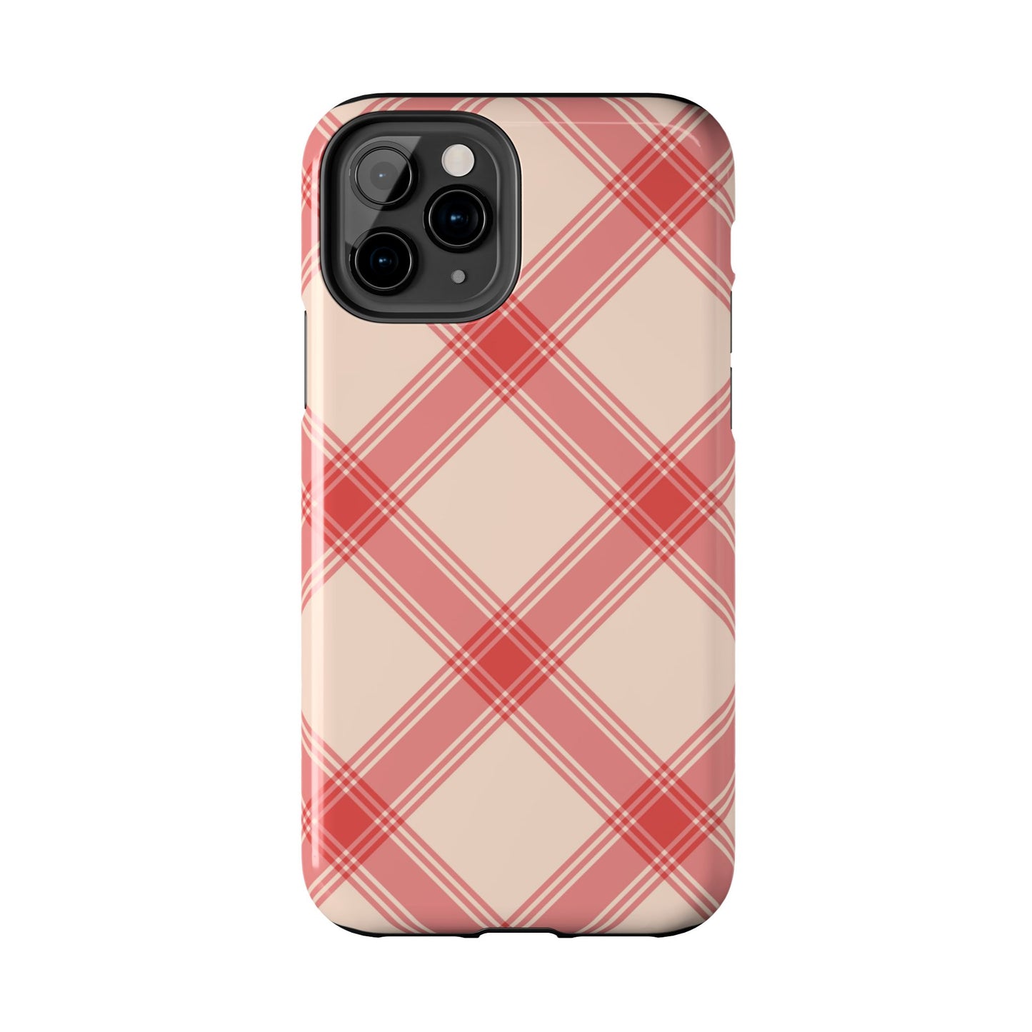 Soft Peachy Red Plaid iPhone Case