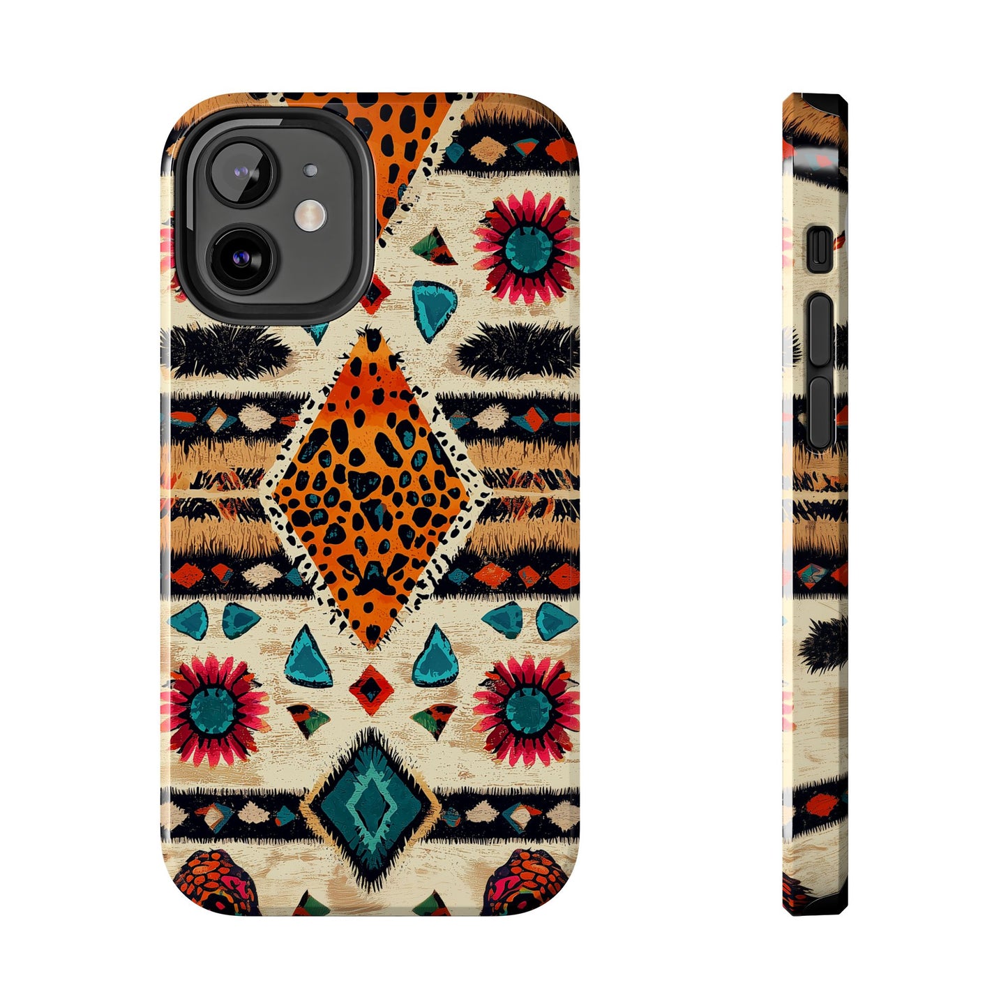 Wild Boho Leopard Print & Floral Tough iPhone Case – Eclectic Tribal Design, Dual - Layer Protection - BOGO Cases