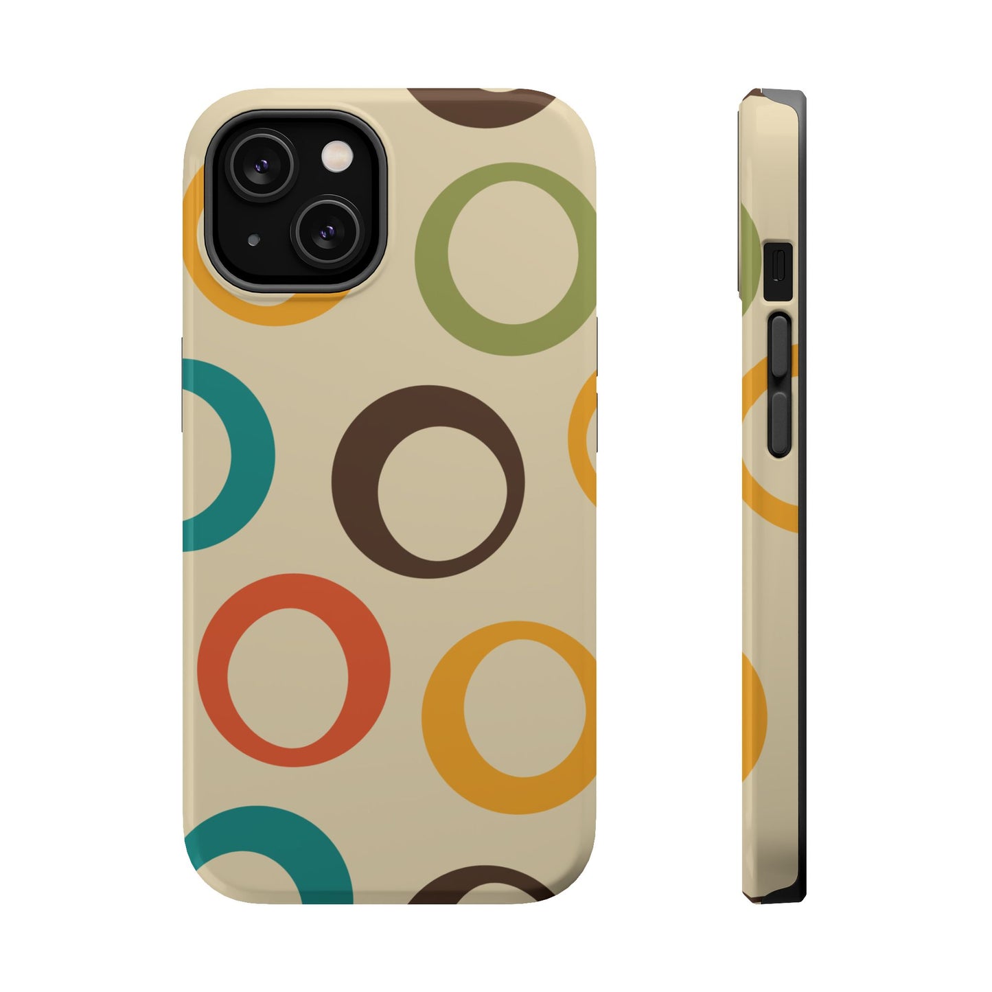 Retro Colorful Rings MagSafe iPhone Case – Shockproof, Matte Finish, Dual-Layer Protection