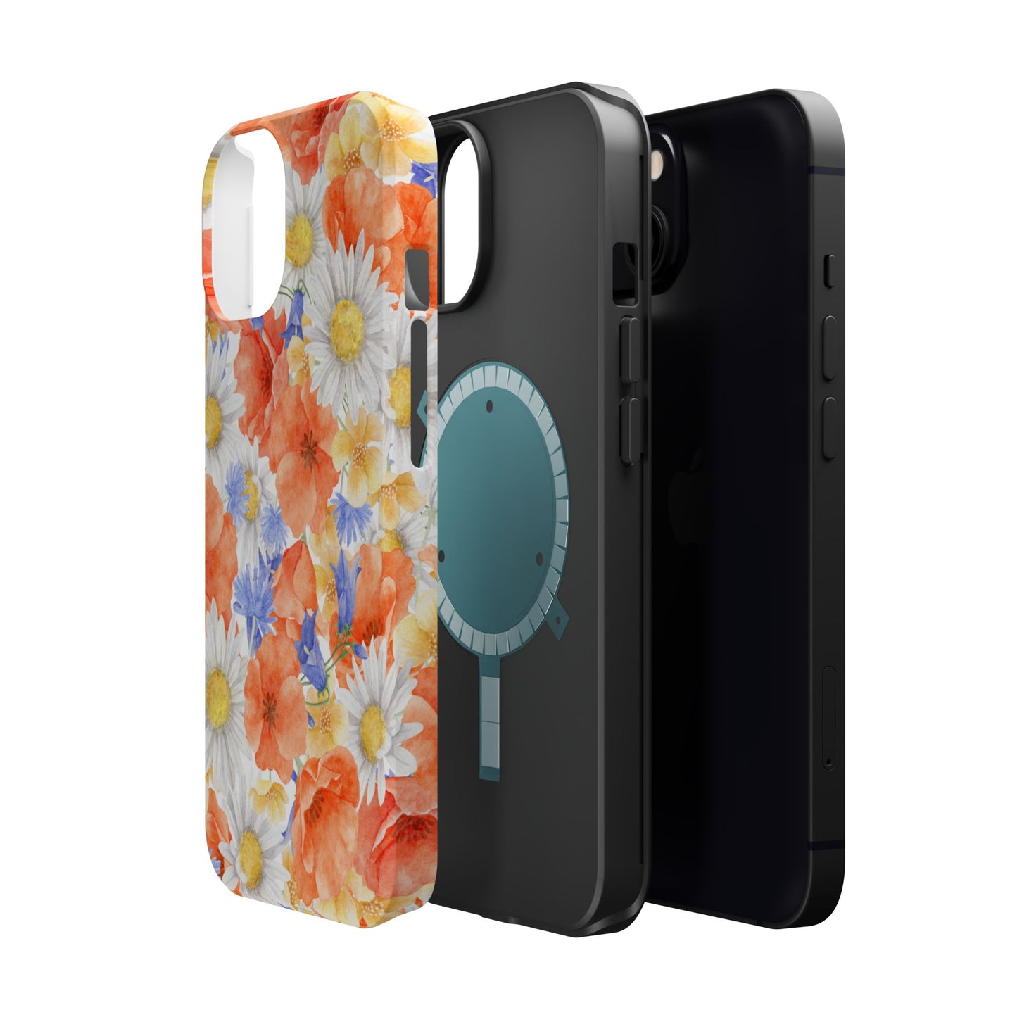 Watercolor Wildflower Pattern MagSafe iPhone Case – Durable Matte Finish with Daisy, Poppy & Cornflower Design