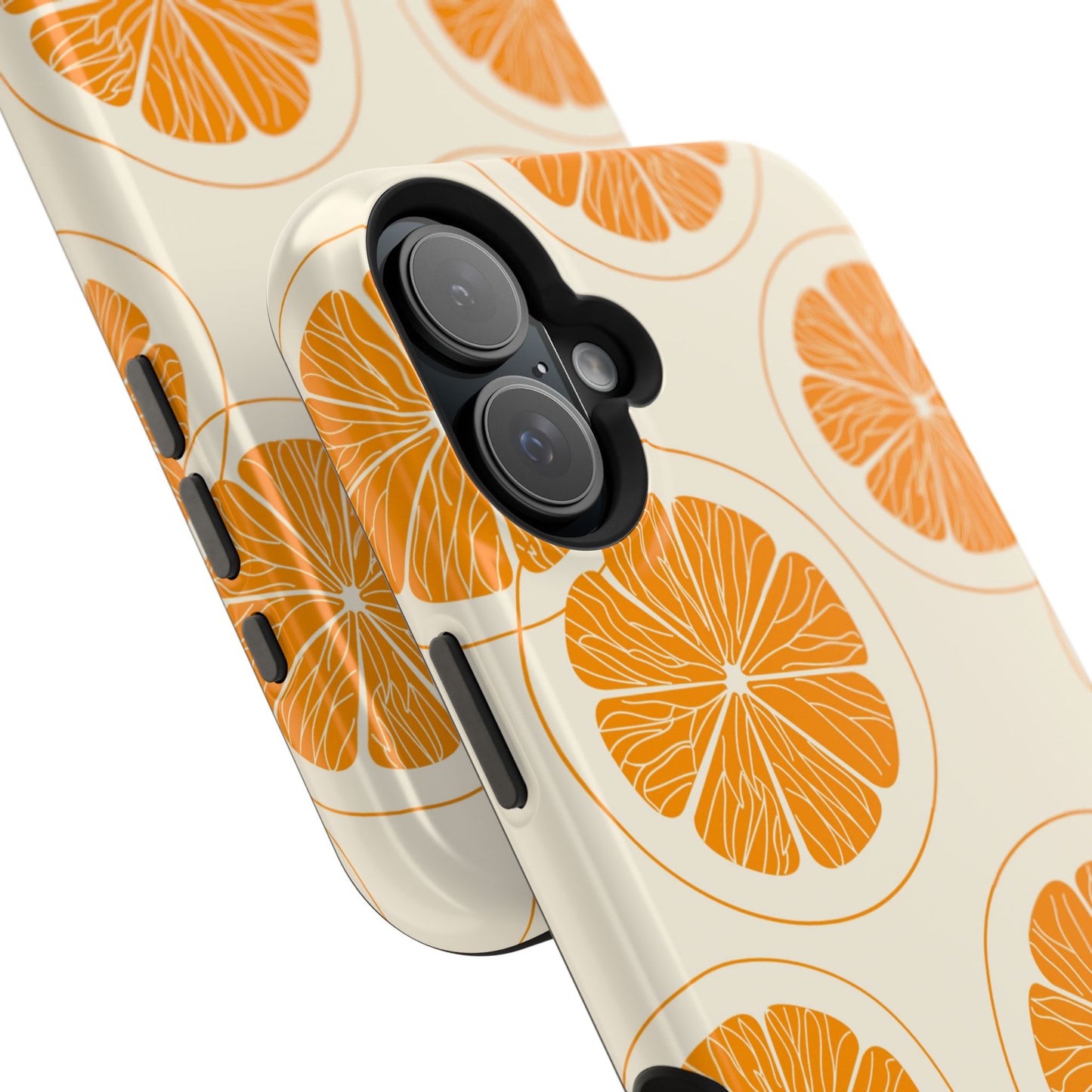 Citrus Burst Pattern Tough MagSafe iPhone Case – Bold Orange Design, Shockproof Protection