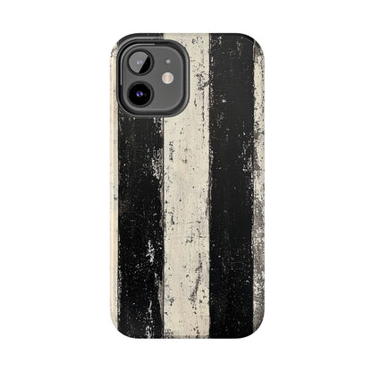 Vintage Vertical Stripe iPhone Case - Black & White Grunge Design - BOGO Cases