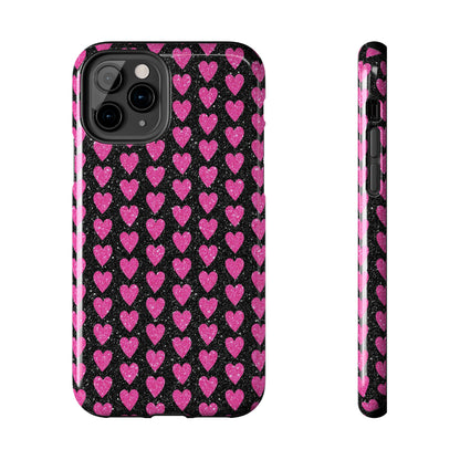 Glitter Pink Hearts iPhone Case