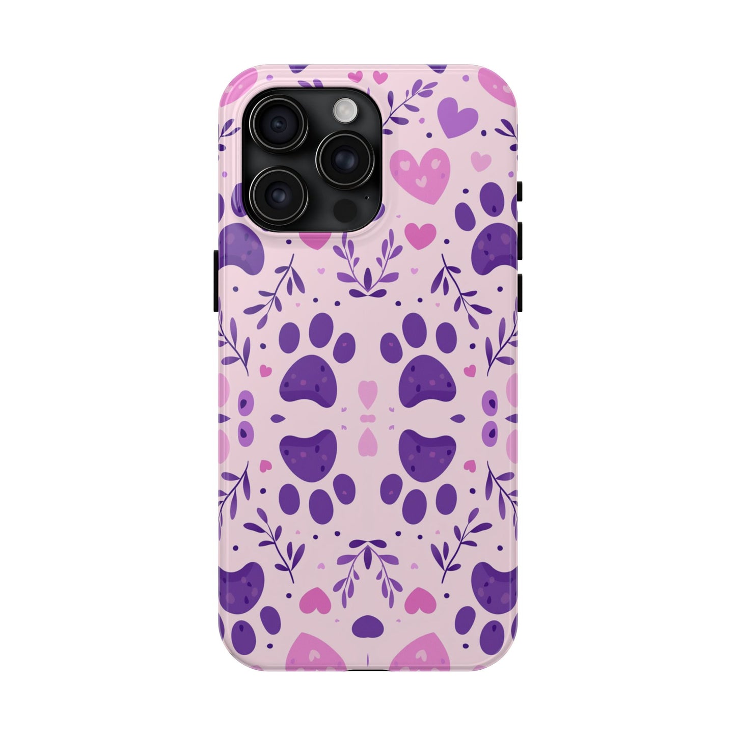 Pastel Paw Print iPhone Case - Cute Pet-Themed Floral Protective Cover