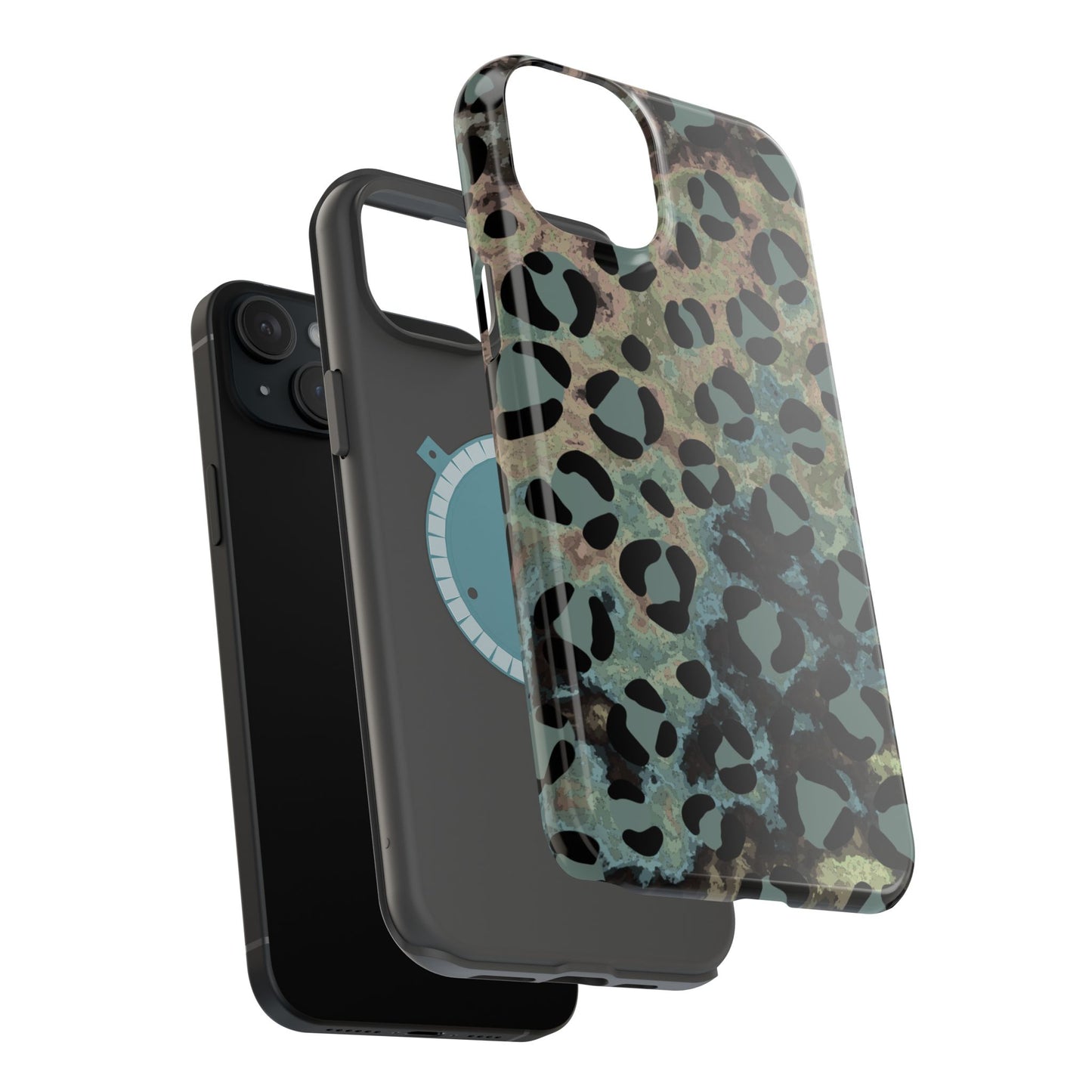 Moody Watercolor Leopard Print Tough MagSafe iPhone Case – Earthy Abstract Pattern with Dual-Layer Protection