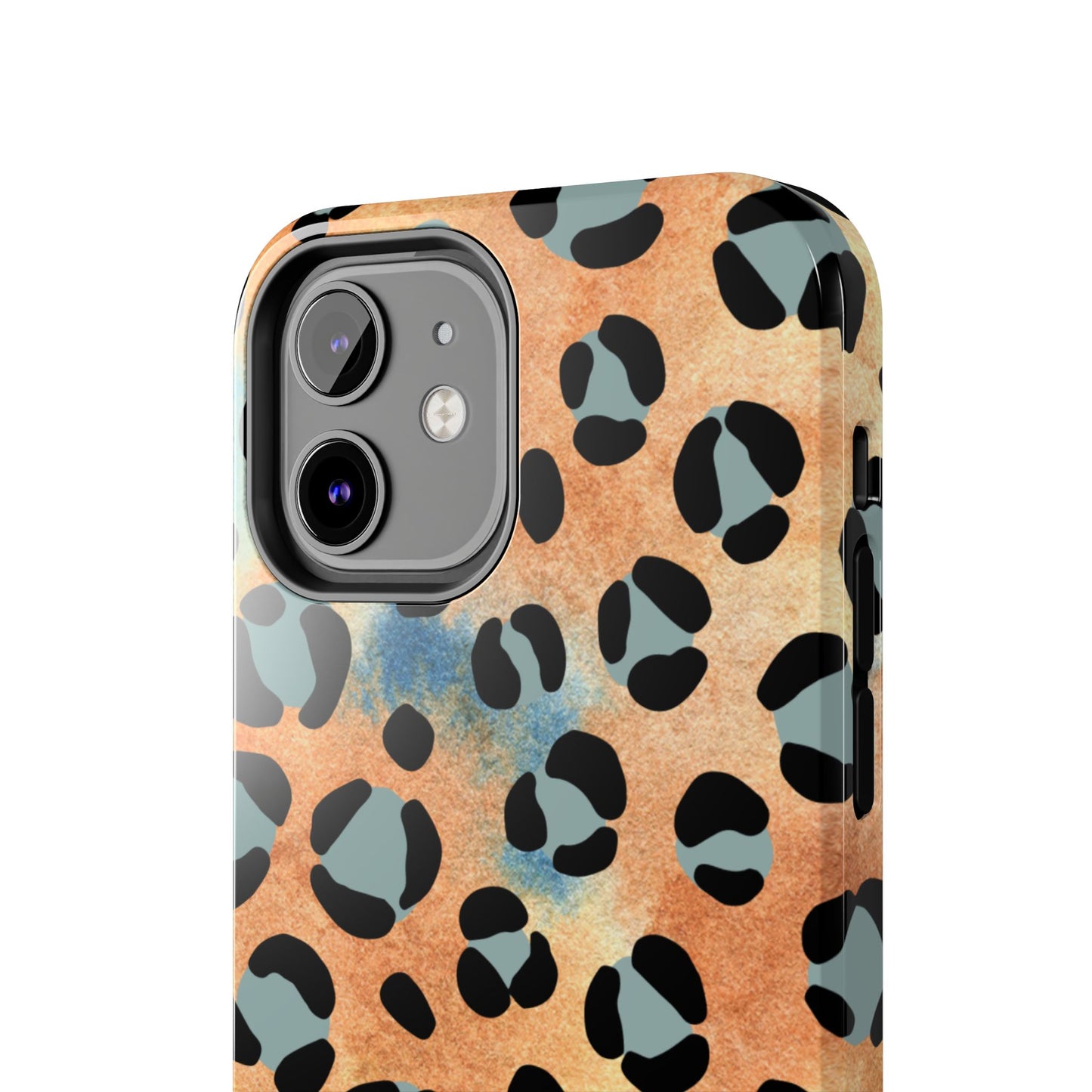 Sunset Watercolor Leopard Print Tough iPhone Case – Artistic Animal Pattern with Dual-Layer Protection