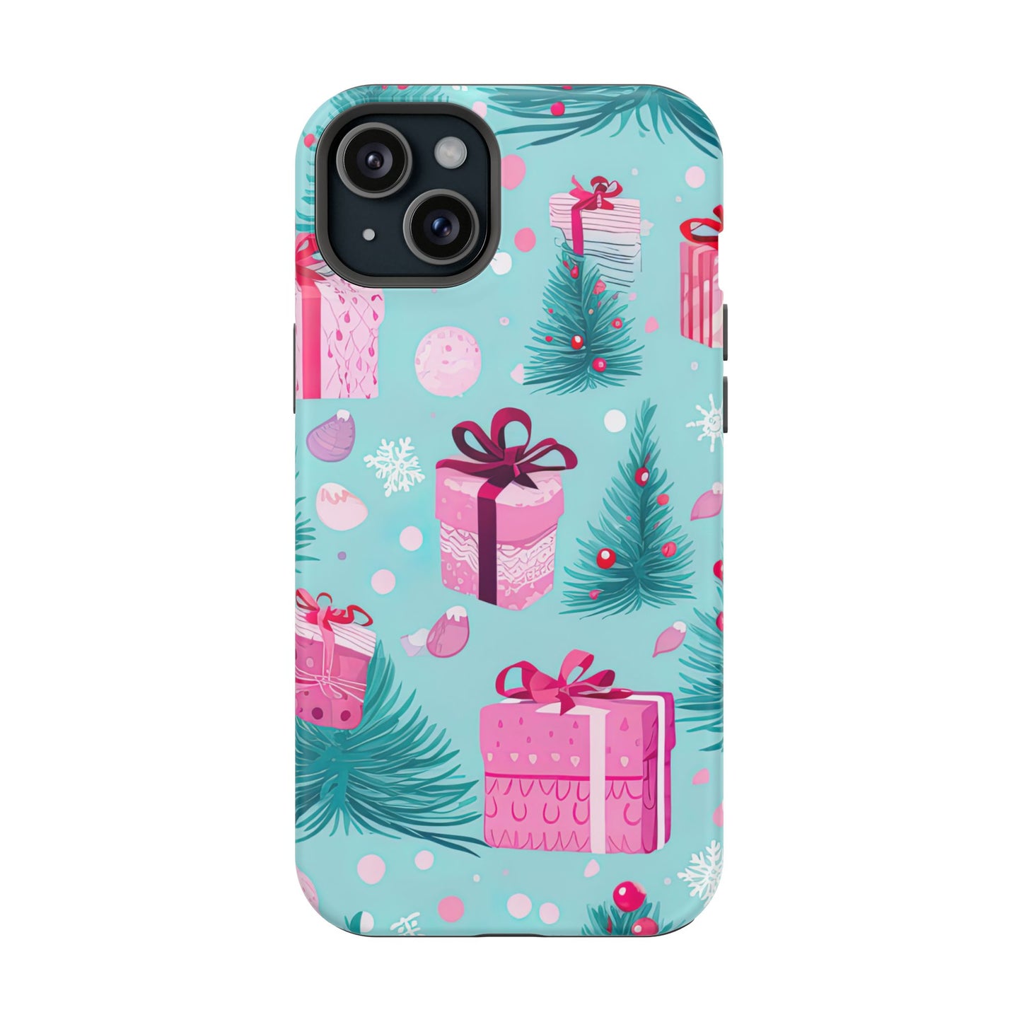 Festive Pink Christmas Gifts and Evergreen MagSafe iPhone Case – Holiday Theme, Protective Cover