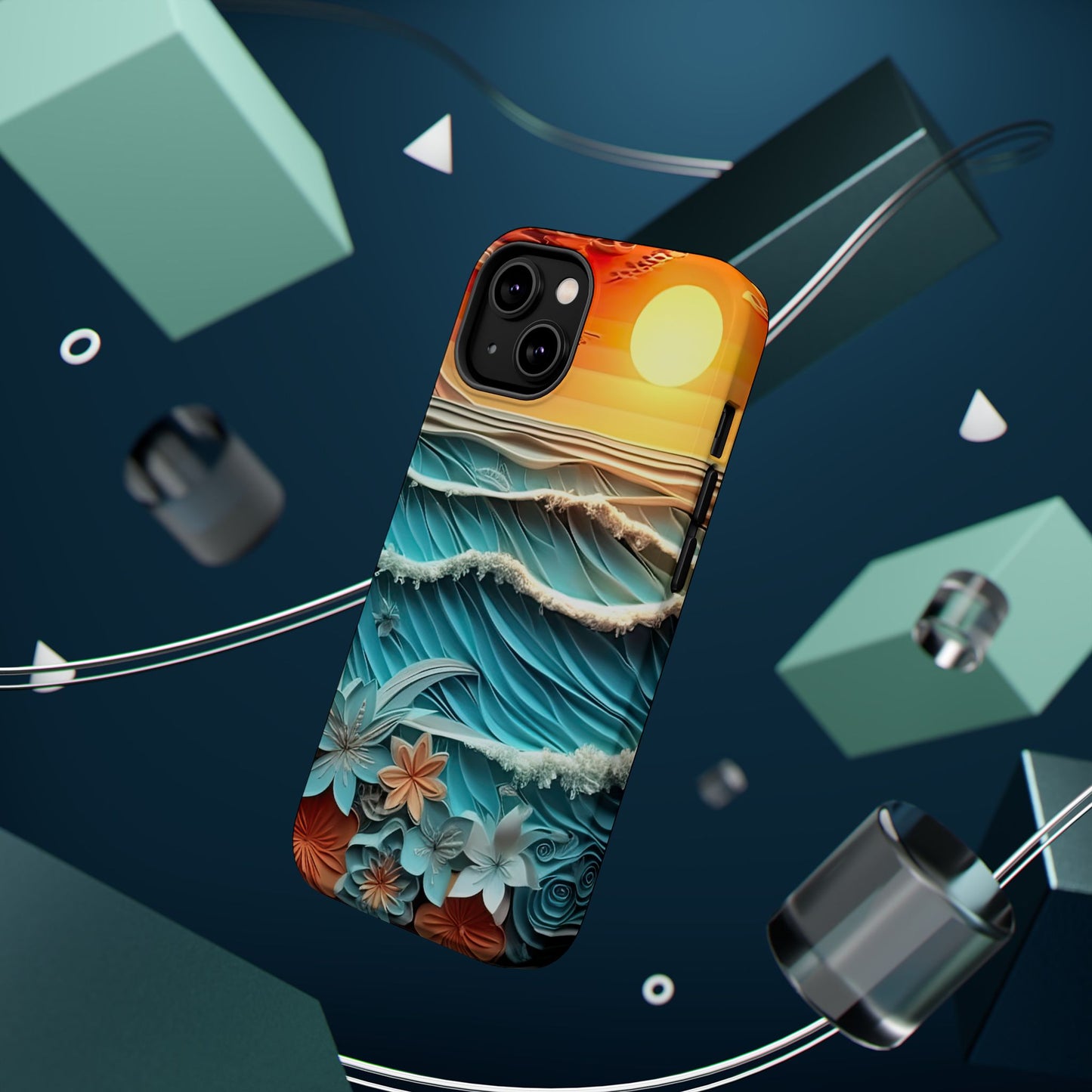 Tropical Sunset Paper Art Ocean – iPhone Series Case