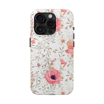 Pink Floral Watercolor iPhone Case – Feminine Poppy Blossom Design