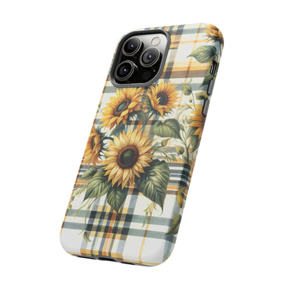 Cute Sunflower Phone Case - Sunny Blossom Plaid - Checkered Sunflowers Phone Case for iPhone & Samsung. Be Happy With These Bright Colors!