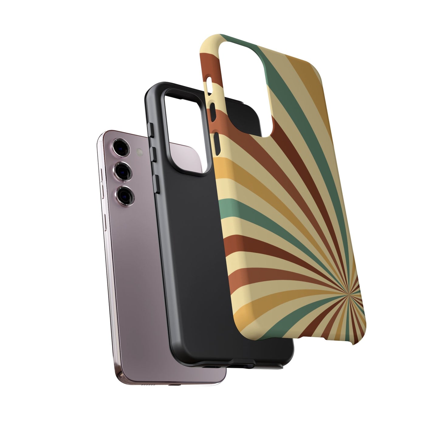 Earthy Retro Swirl Samsung Galaxy Case – Dual-Layer Protection with 70s-Inspired Earth Tones