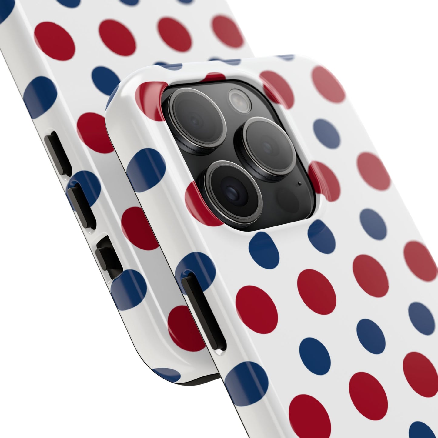 Patriotic Navy, White, and Red Polka Dot iPhone Case