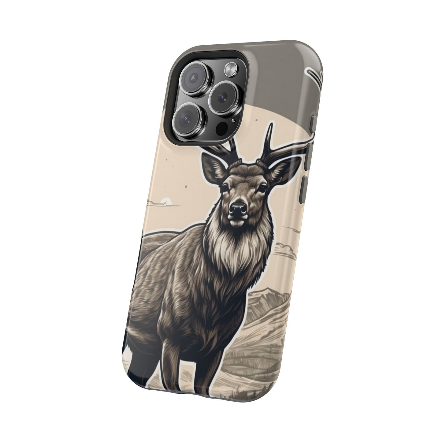 Monochrome Majesty – Regal Stag MagSafe iPhone Cases