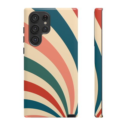 Retro Sunburst Swirl Samsung Galaxy Case – Dual-Layer Protection with Bold 70s Vibes
