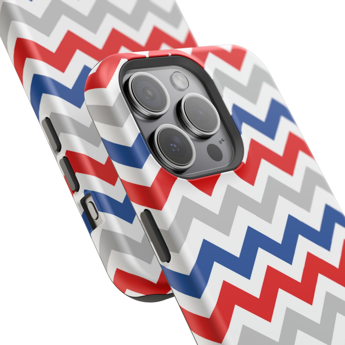 Patriotic Red, White & Blue Chevron – MagSafe Compatible iPhone Case