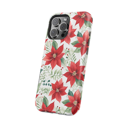 Festive Poinsettia Holiday Pattern – MagSafe iPhone Series Case