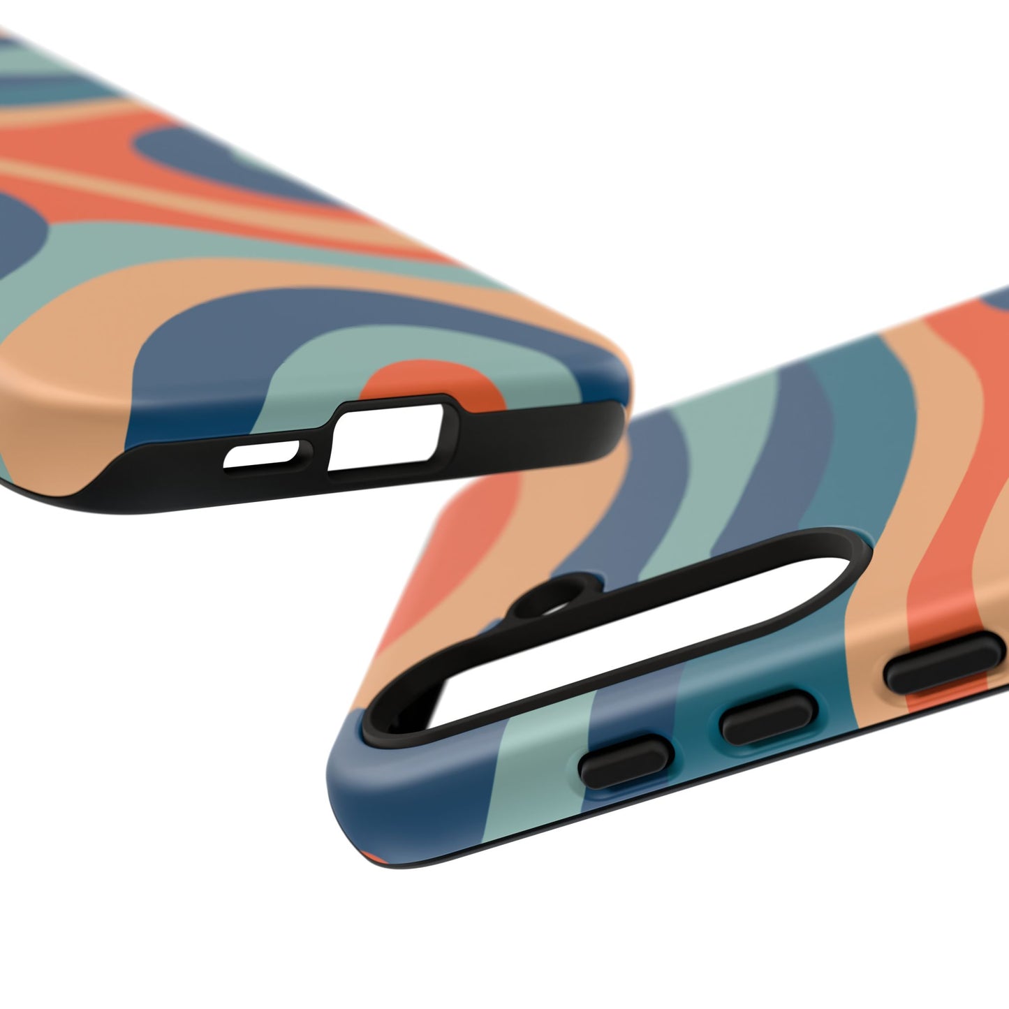 Retro Vibe Wavy Stripes Samsung Galaxy Case – 70s-Inspired in Teal, Orange, and Rust