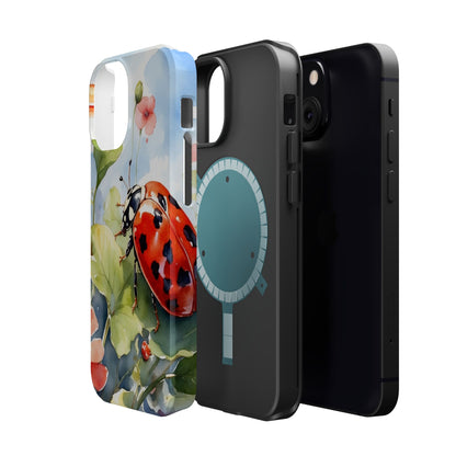 Watercolor Ladybug & Poppy Fields - MagSafe iPhone Case