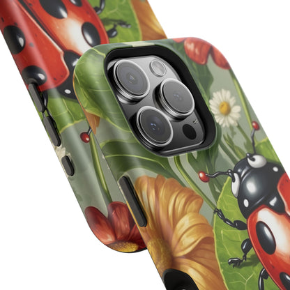 Ladybug Garden MagSafe iPhone Case – Whimsical Floral Design