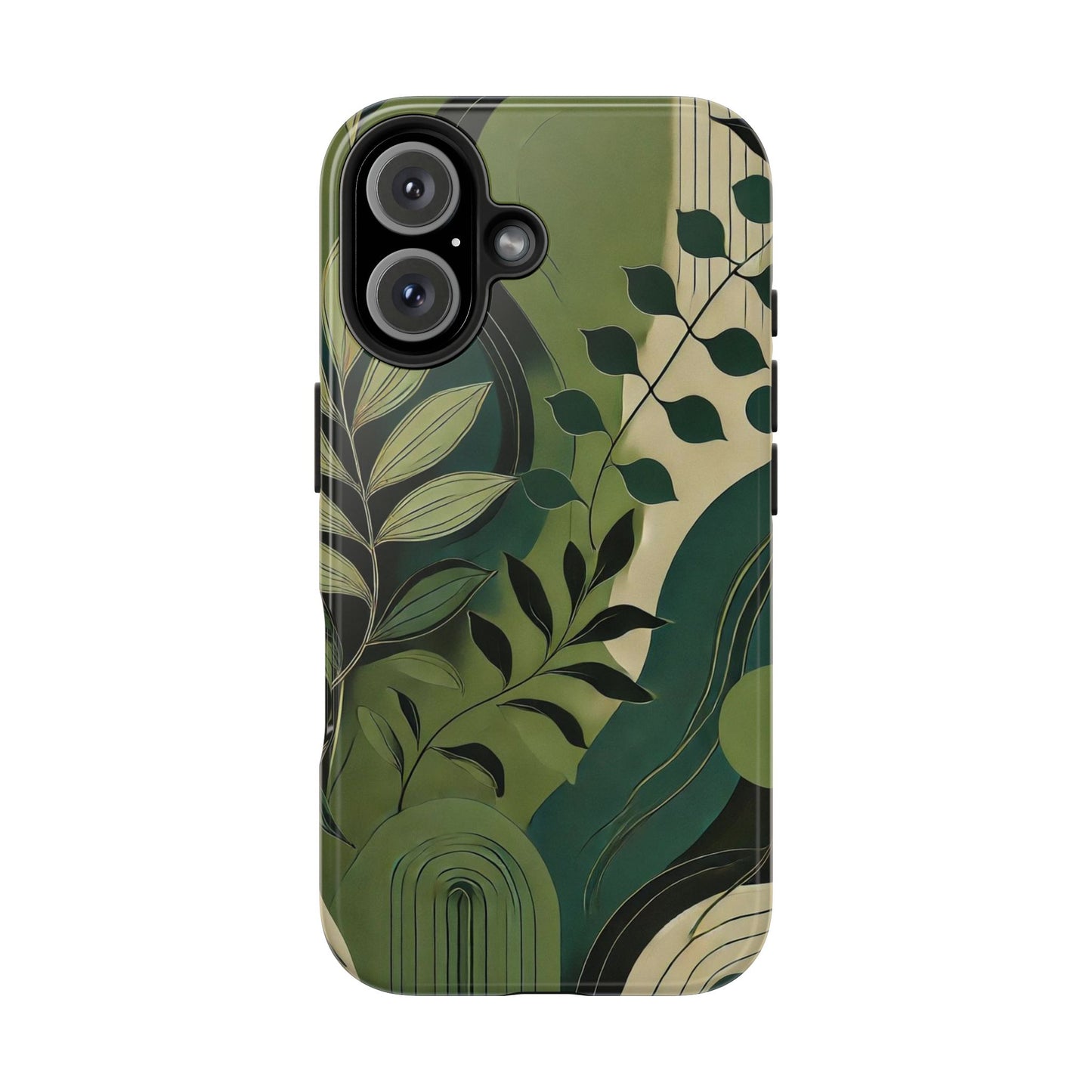 Abstract Green Leaves iPhone Case - Nature-Inspired Protective Cover