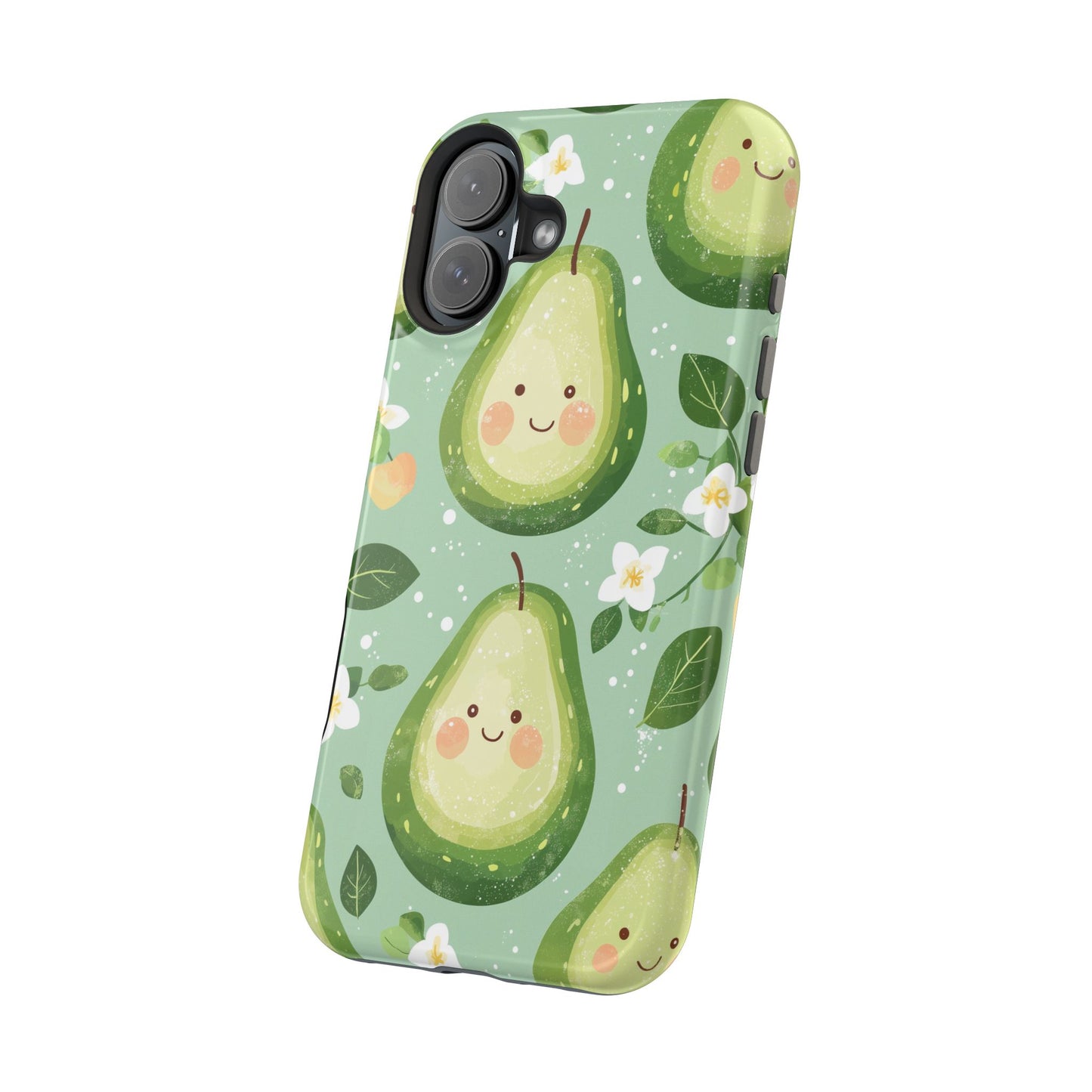 Smiling Avocados Tough MagSafe iPhone Case – Cute Avocado Design, Dual-Layer Protection