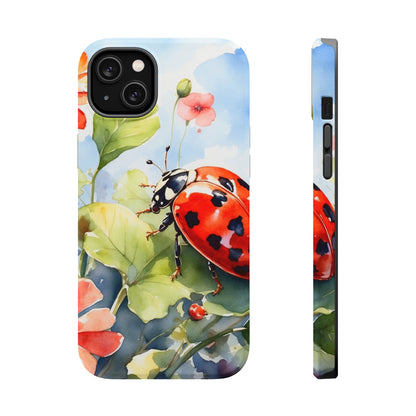 Watercolor Ladybug & Poppy Fields - MagSafe iPhone Case