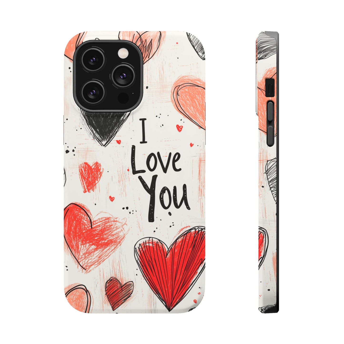 Romantic "I Love You" Heart Sketch - MagSafe Compatible Case