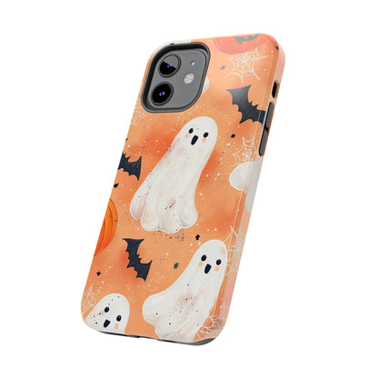 Spooky Cute Ghost iPhone Case – Halloween Ghosts, Pumpkins, Bats & Cobwebs Design