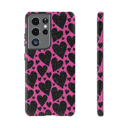 Pink Glitter Hearts Samsung Galaxy Case