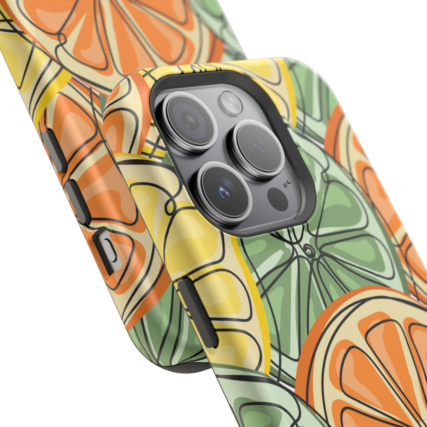 Citrus Zest Tough MagSafe iPhone Case – Bold Lime, Lemon, and Orange Design, Shockproof Protection