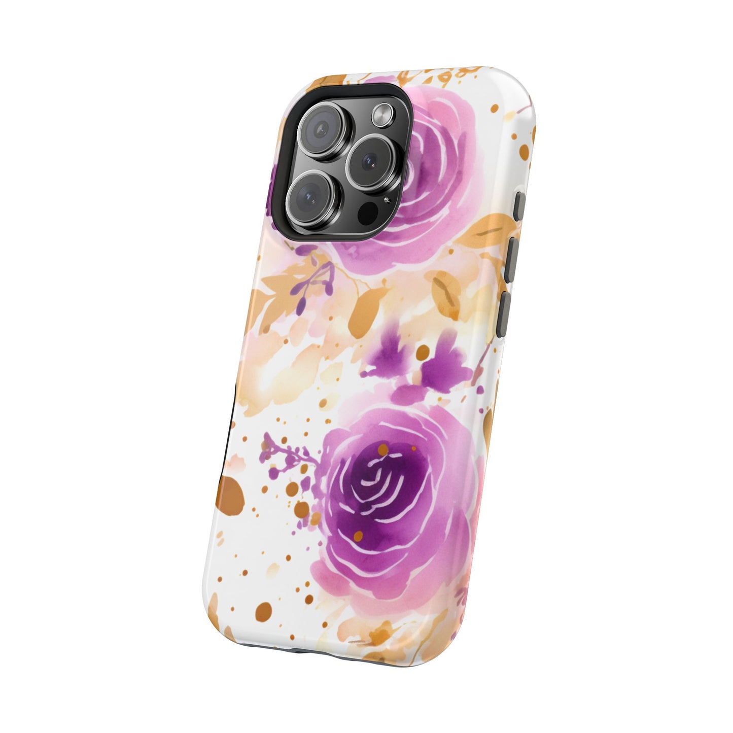 Soft Purple & Gold Floral Splash - MagSafe iPhone Series Case