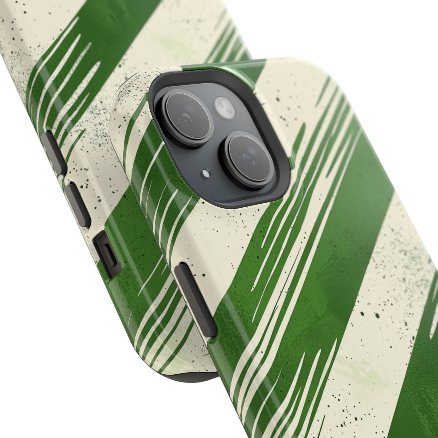 Green Stripes MagSafe iPhone Case – Bold Diagonal Brushstroke Design