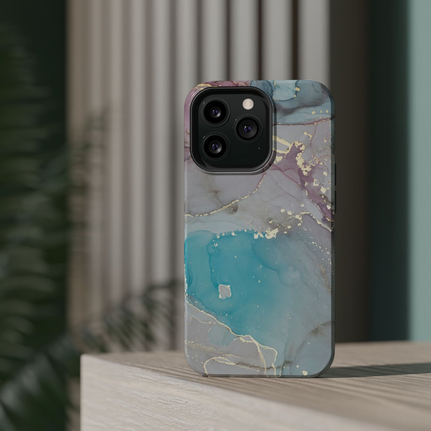 Sky Blue & Purple Marble Wave – MagSafe Case with Dreamy Marble Design