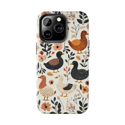 Farm Duck & Flowers iPhone Case – Vintage Floral Design