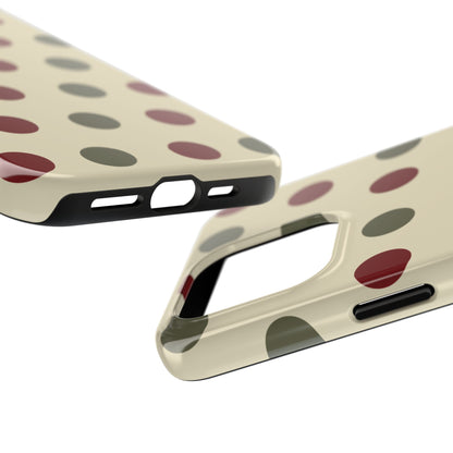 Red & Green Polka Dots on Cream – iPhone Case