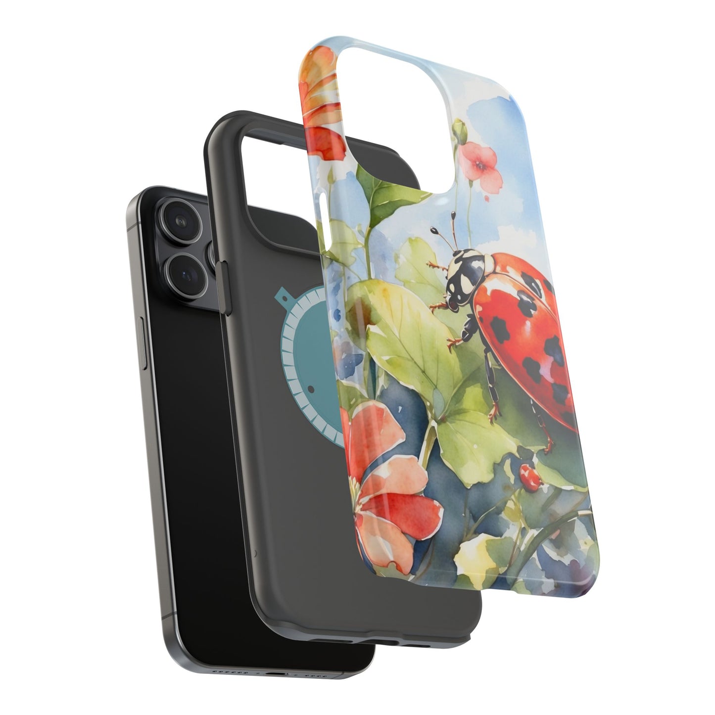 Watercolor Ladybug & Poppy Fields - MagSafe iPhone Case