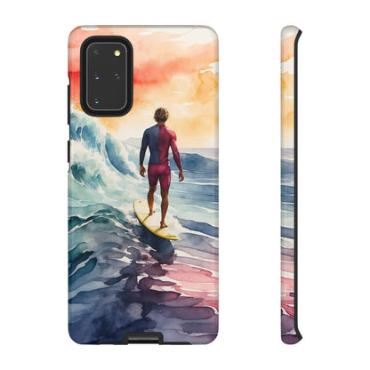 Surfer’s Sunset Wave Samsung Galaxy Case – Vibrant Watercolor Design