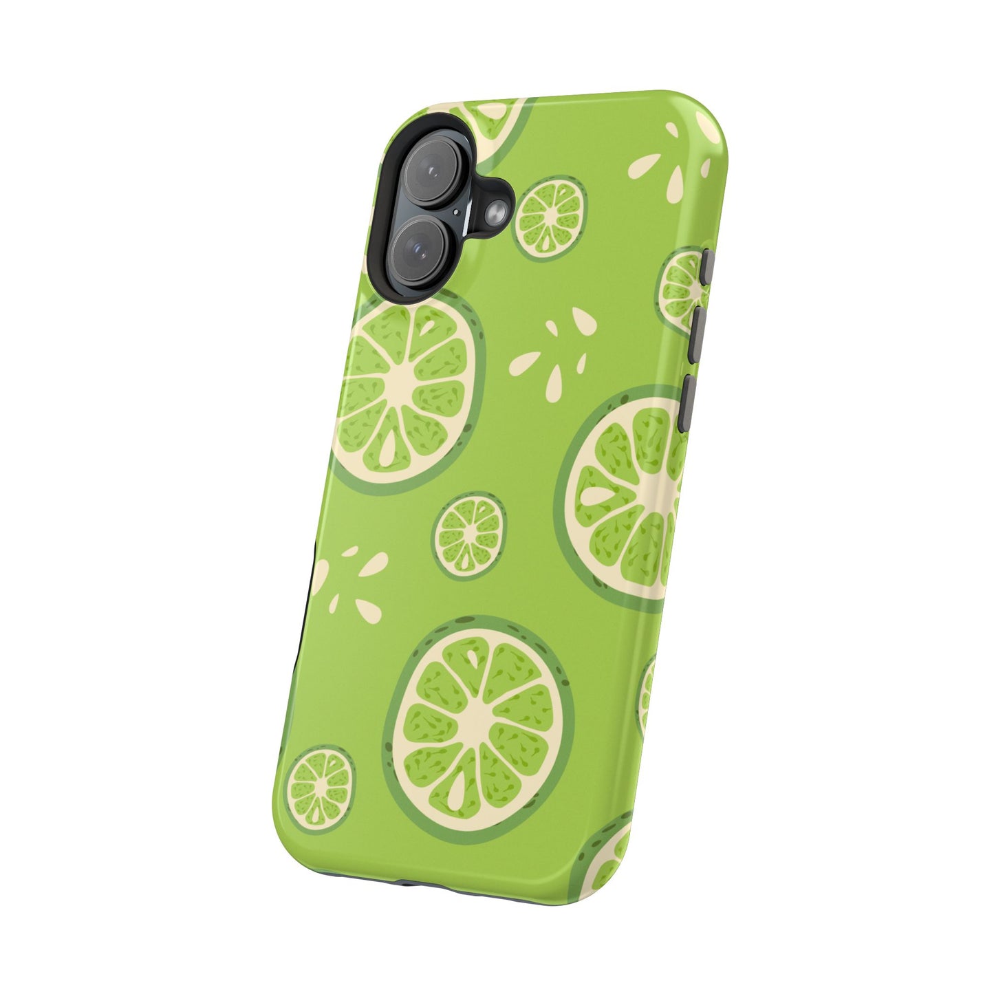 Zesty Lime Splash Tough MagSafe iPhone Case – Fresh Citrus Design, Dual-Layer Protection