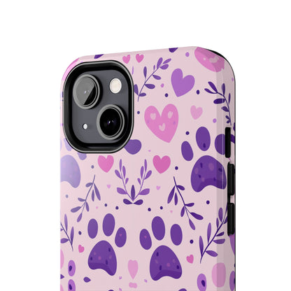 Pastel Paw Print iPhone Case - Cute Pet-Themed Floral Protective Cover