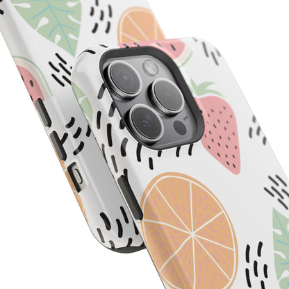 Tropical Fruit Fiesta Tough MagSafe iPhone Case – Fun Watermelon, Pineapple, and Citrus Design