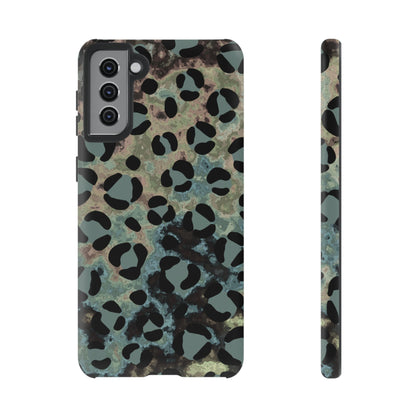 Moody Watercolor Leopard Print Tough Samsung Galaxy Case – Earthy Abstract Pattern with Dual-Layer Protection