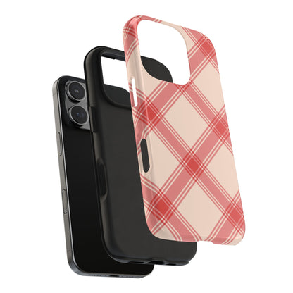 Soft Peachy Red Plaid iPhone Case