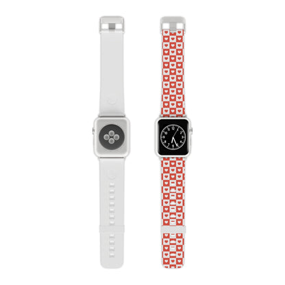 Red & White Heart Checkerboard Apple Watch Band