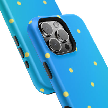 Blue Ocean Gradient Polka Dots MagSafe iPhone Case – Shockproof, Smooth Matte Finish, Dual-Layer Design