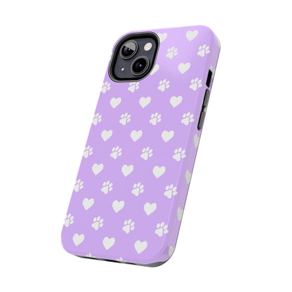 Lilac Paw Prints & Hearts – iPhone Case