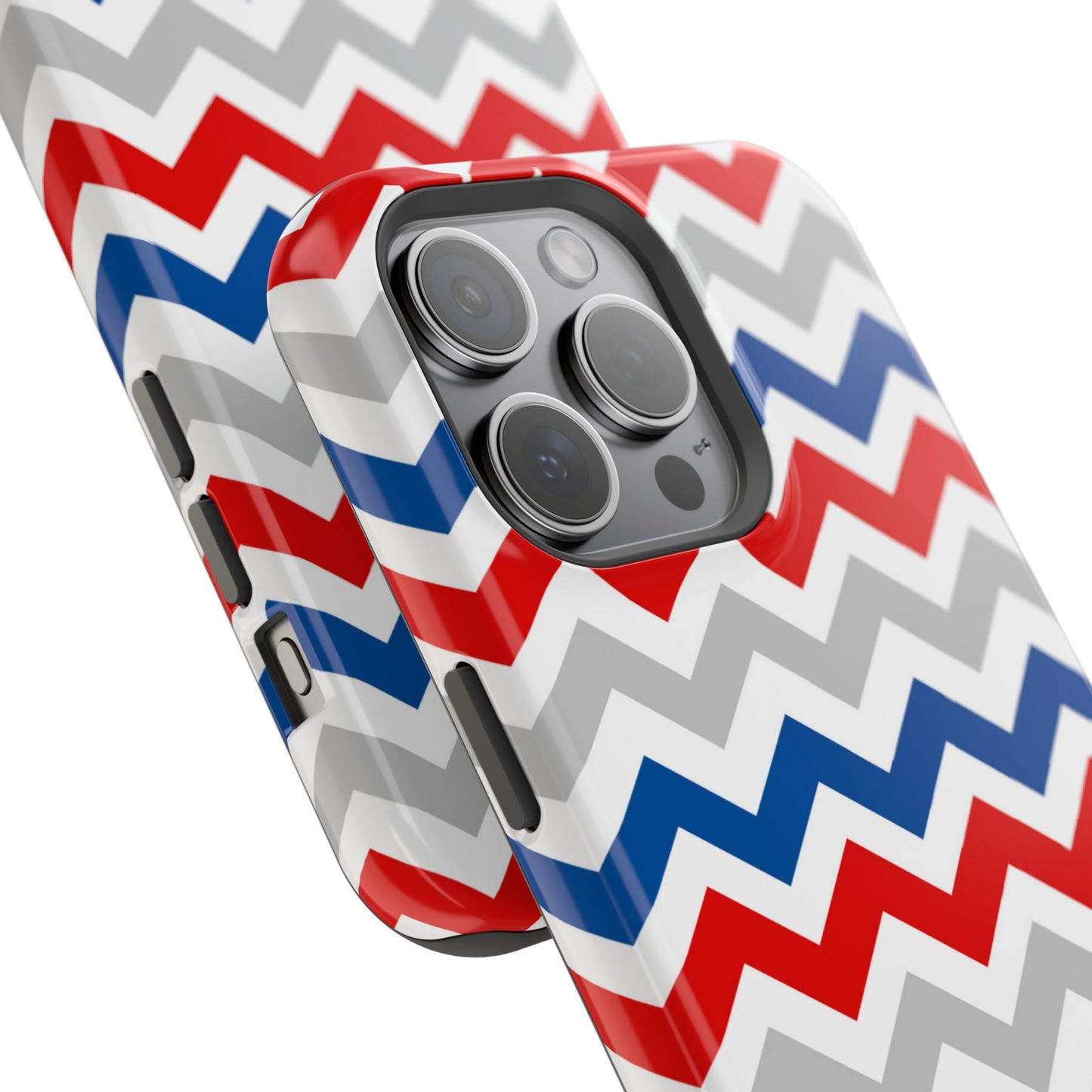 Patriotic Red, White & Blue Chevron – MagSafe Compatible iPhone Case