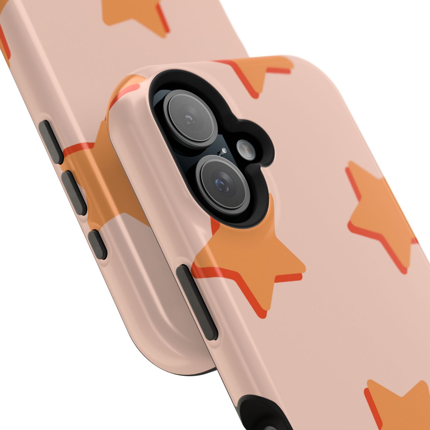 Retro Orange Stars MagSafe iPhone Case – Shock-Resistant, Smooth Matte Finish, Dual-Layer Design