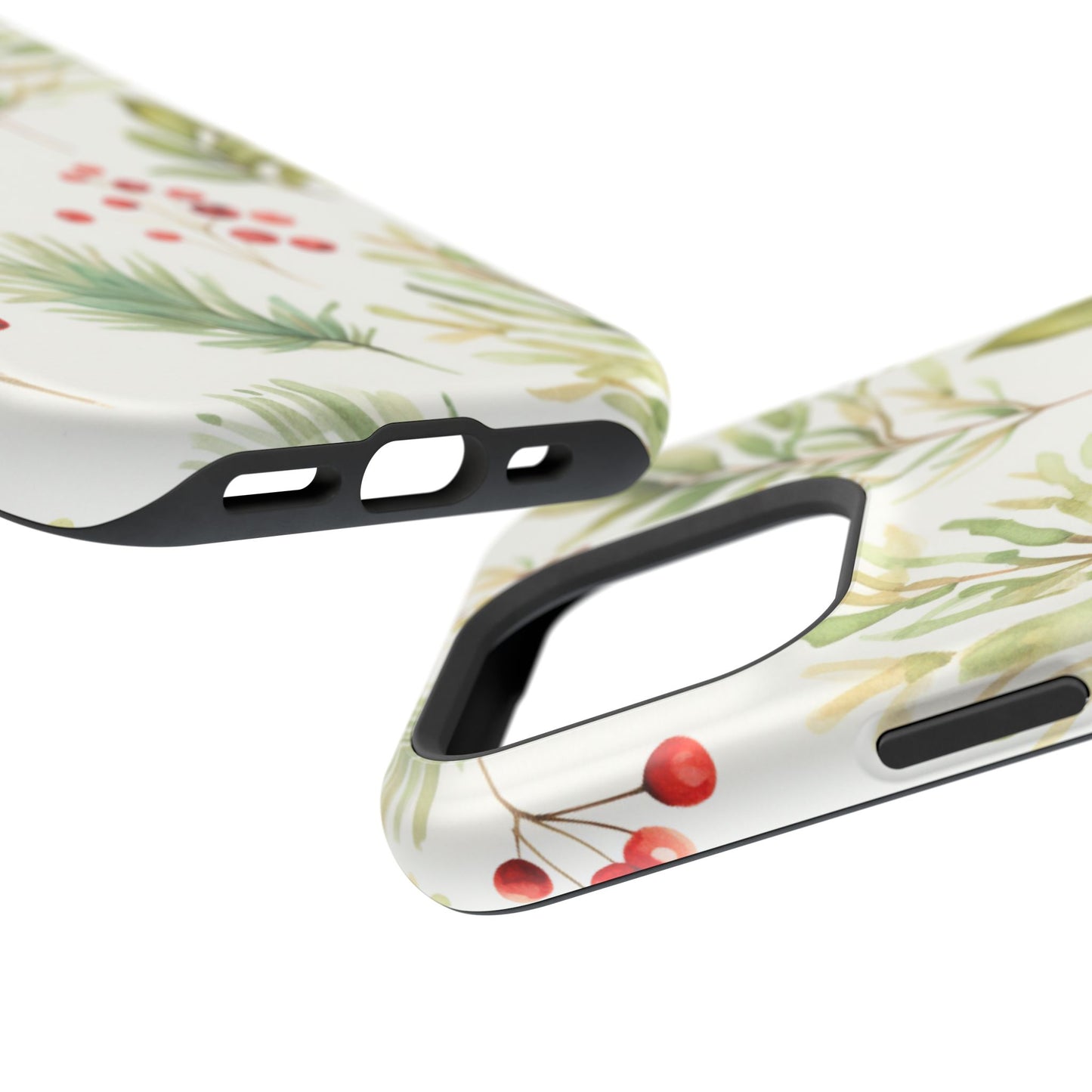 Winter Greenery & Berry Watercolor – MagSafe iPhone Series Case